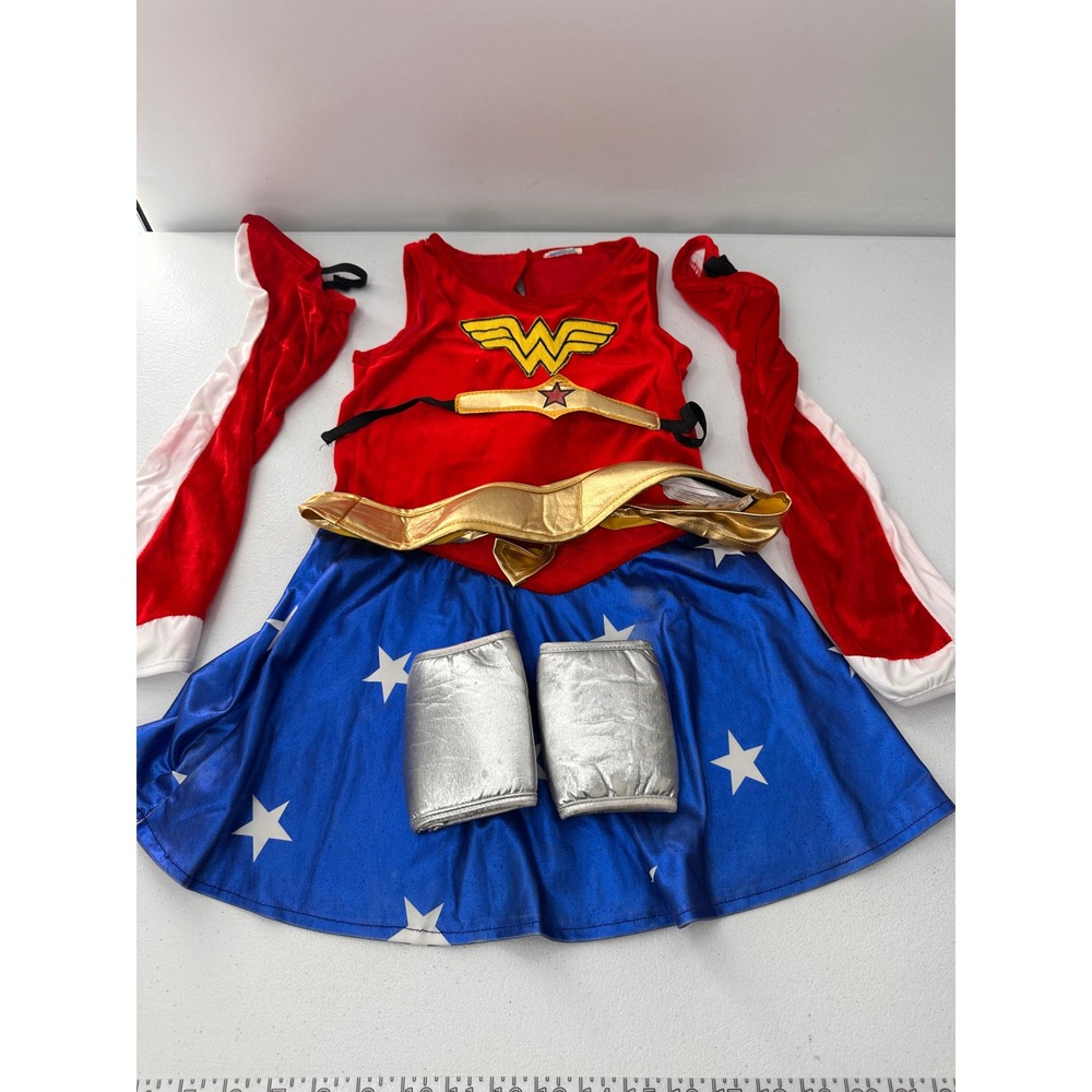 Rubies Wonder Woman Costume Kids Medium 8-10 Red Blue Superhero Dress Up Toy Set - Picture 2 of 16